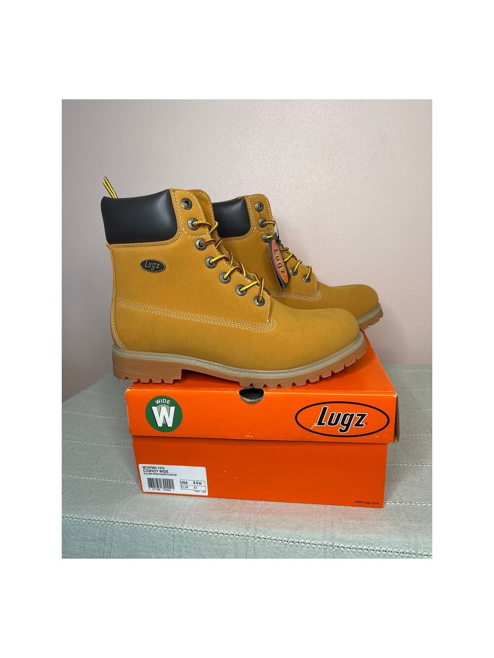 Lugz Men's Convoy 6 Inch Boot Golden Wheat Bark Tan Gum Size 8 W MCNWK